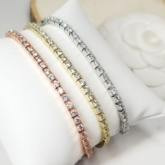 Bracelet / Anklet Pave CZ Diamond Slider NEW - Picture 2 of 11